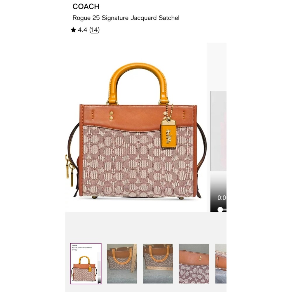 Coach Rogue 25 Satchel Womens Brown Signature Jacquard Leather  Bag